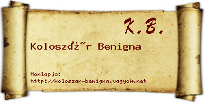 Koloszár Benigna névjegykártya